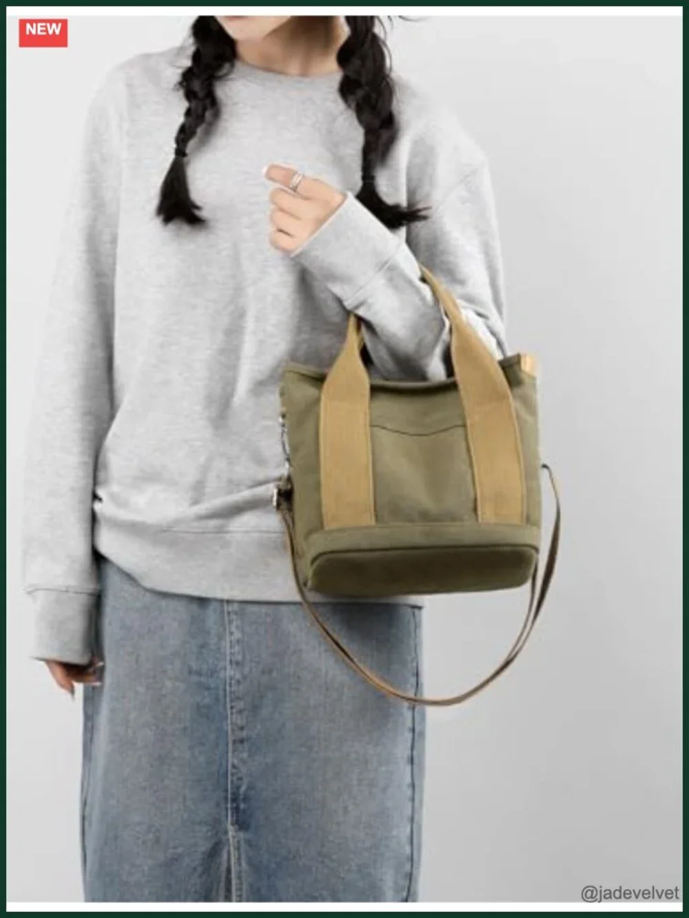Canvas Tote Bag with Zipper Crossbody Shoulder Hobo Satchel Messenger